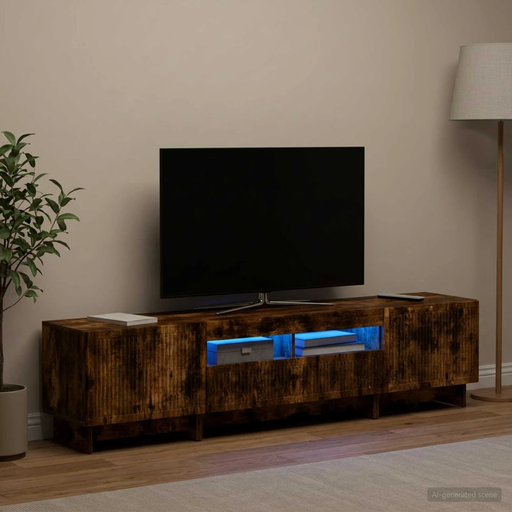TV staliukas 5 dalių LED televizoriaus stovas Dūminio ąžuolo