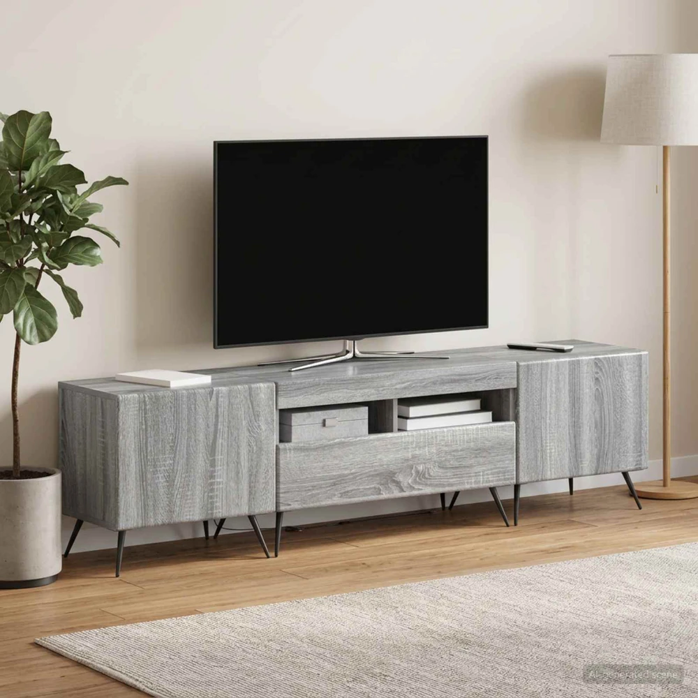 TV staliukas 3 dalių LED televizoriaus spintelė BREDA 3 vnt. Pilka Sonoma