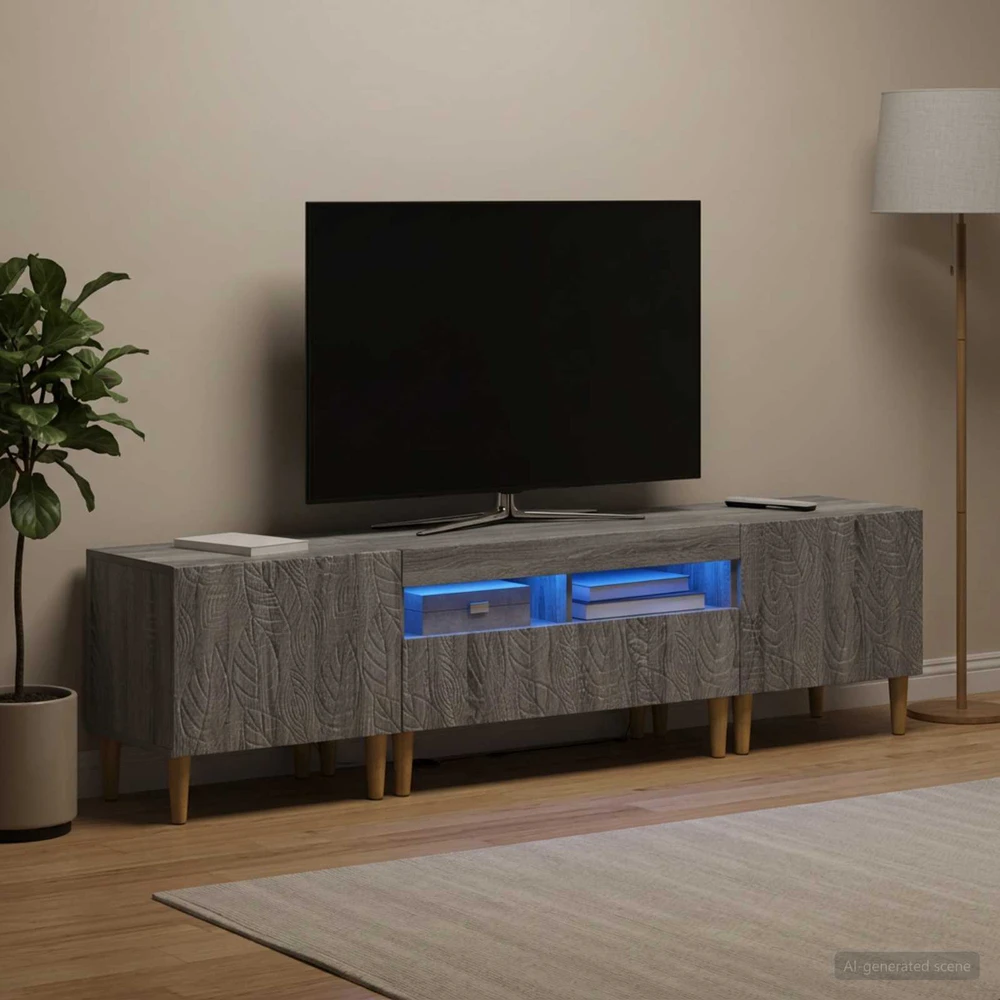 TV staliukas 3 dalių LED televizoriaus spintelė DELFT Pilka Sonoma