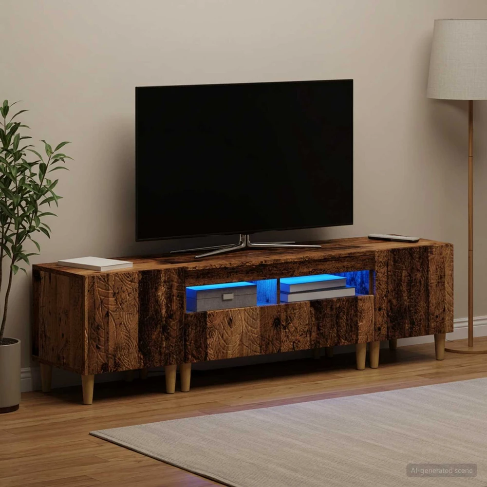 TV staliukas 3 dalių LED televizoriaus spintelė DELFT Sendintos medienos