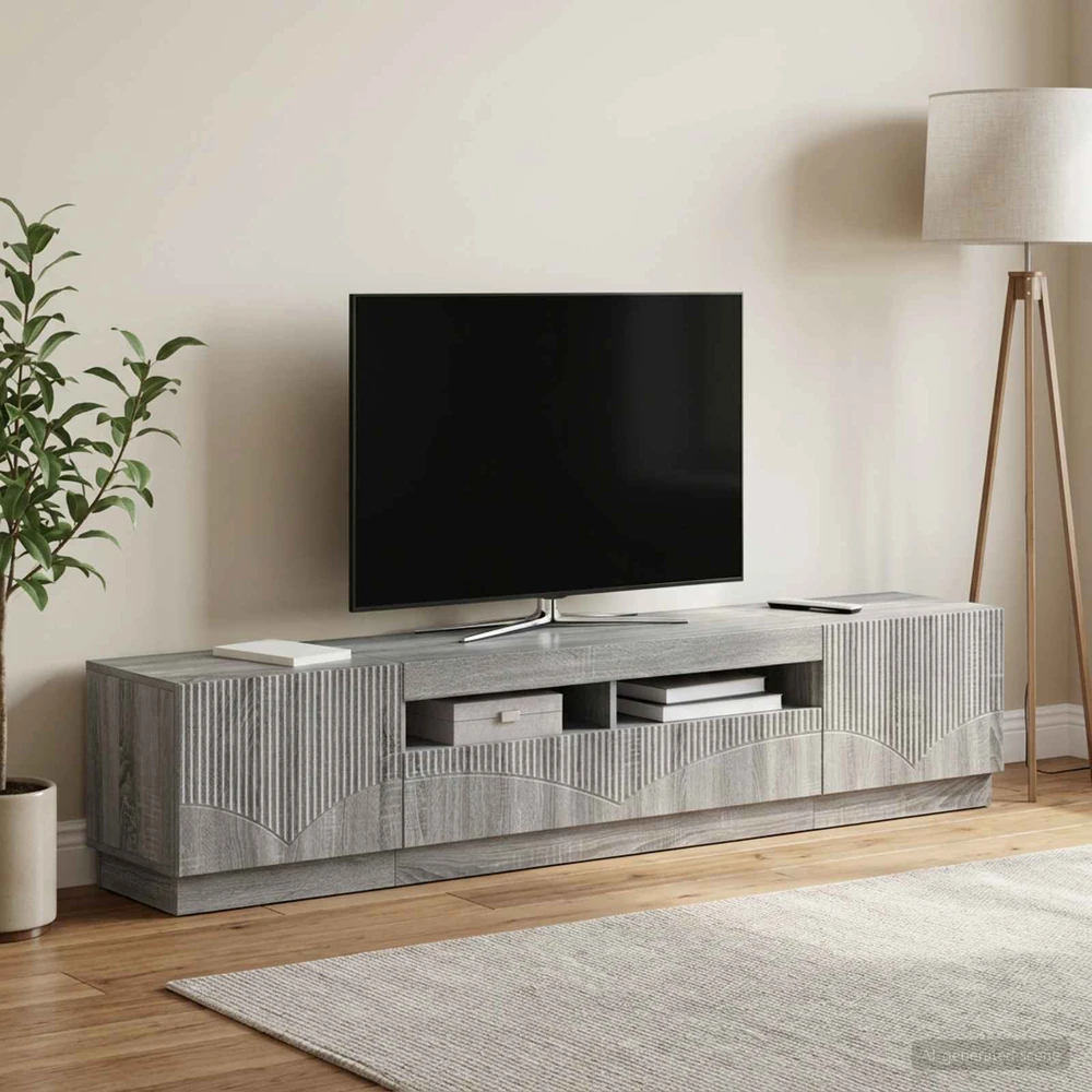 TV staliukas 3 dalių LED televizoriaus spintelė HOORN 3 vnt. Pilka Sonoma