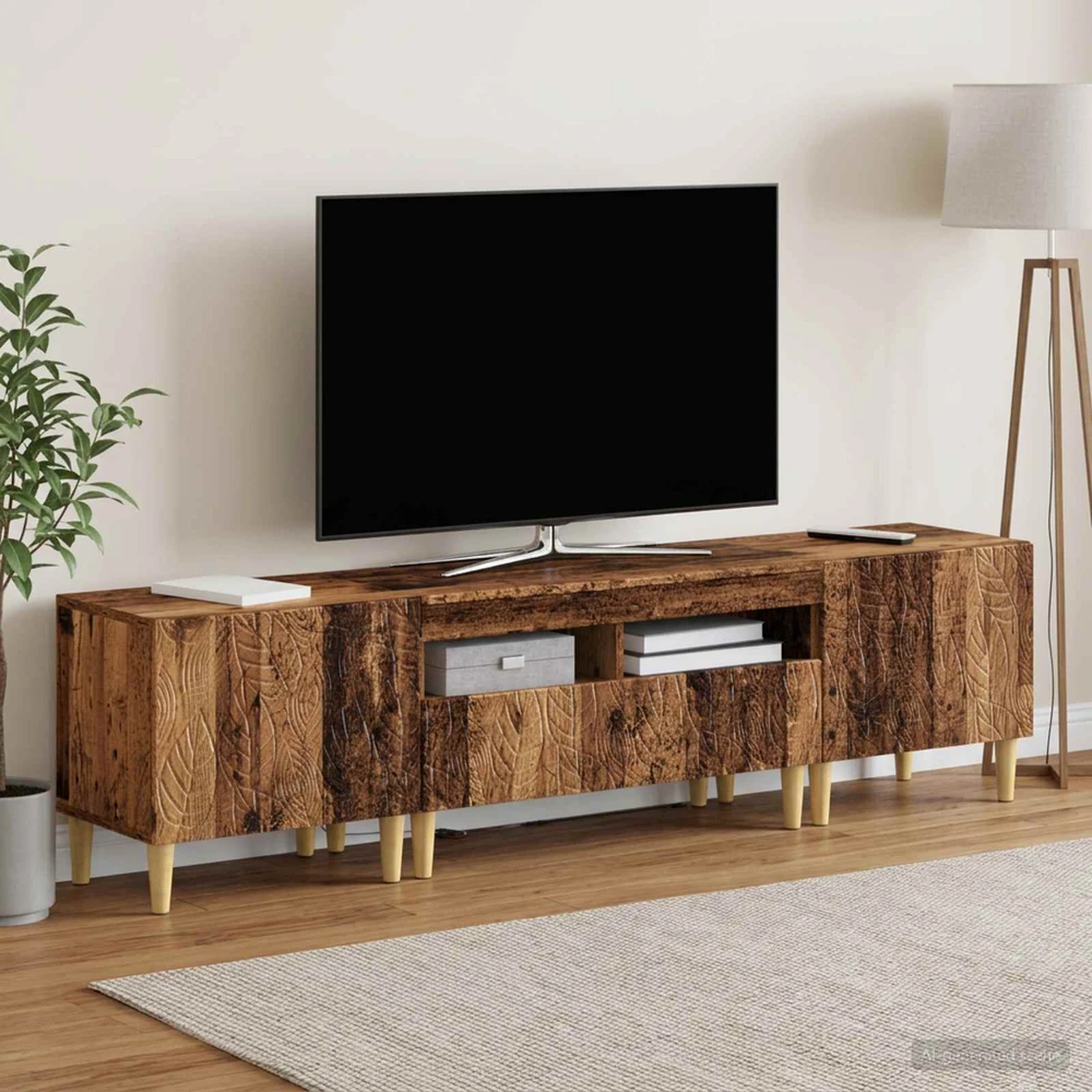 TV staliukas 3 dalių LED televizoriaus spintelė DELFT Sendintos medienos