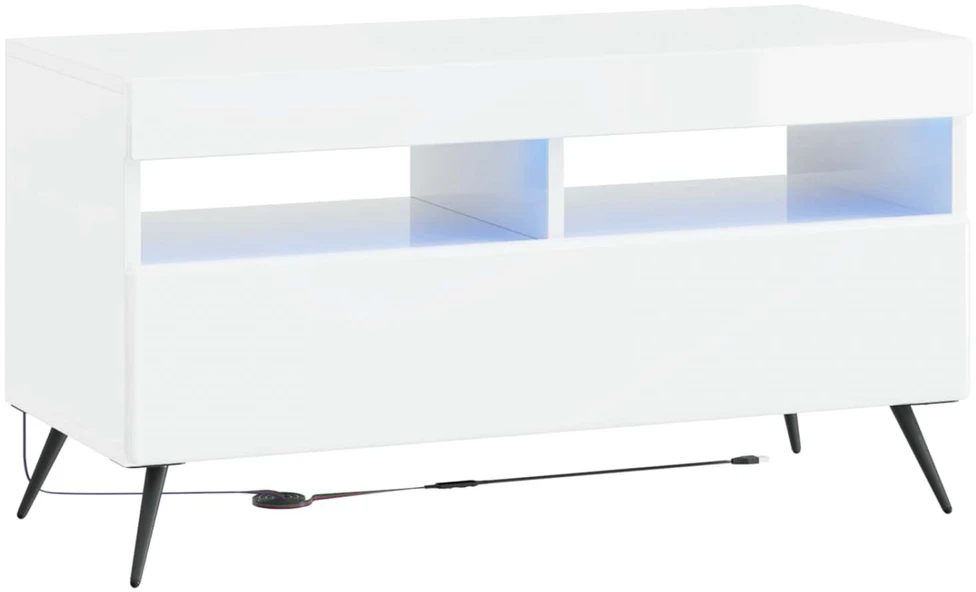 TV staliukas 5 dalių LED televizoriaus stovas Itin blizgi balta