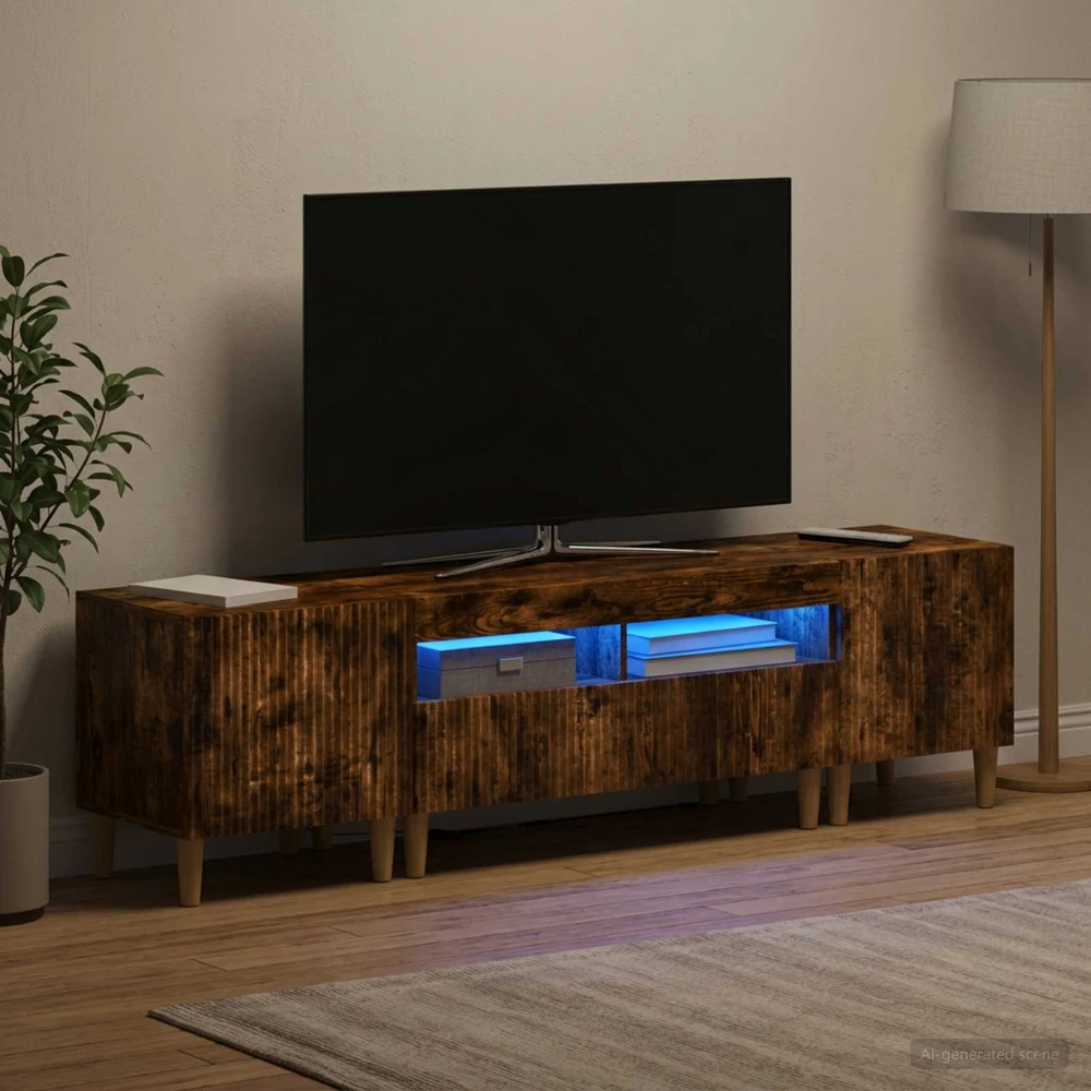 TV staliukas 3 dalių LED televizoriaus spintelė ARNHEM 3 vnt. Dūminio ąžuolo