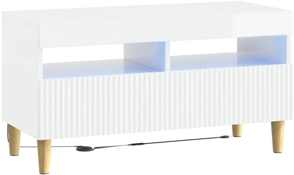 TV staliukas 5 dalių LED televizoriaus stovas Itin blizgi balta