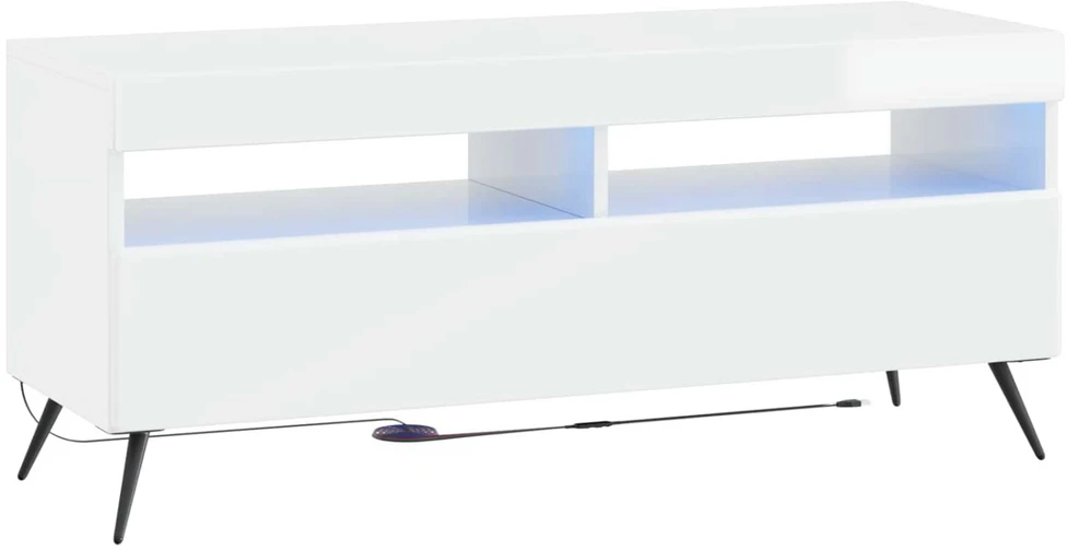TV staliukas 5 dalių LED televizoriaus stovas Itin blizgi balta