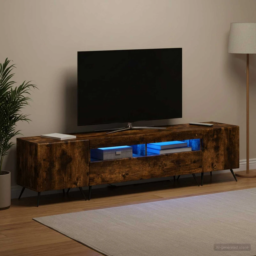 TV staliukas 3 dalių LED televizoriaus spintelė BREDA 3 vnt. Dūminio ąžuolo