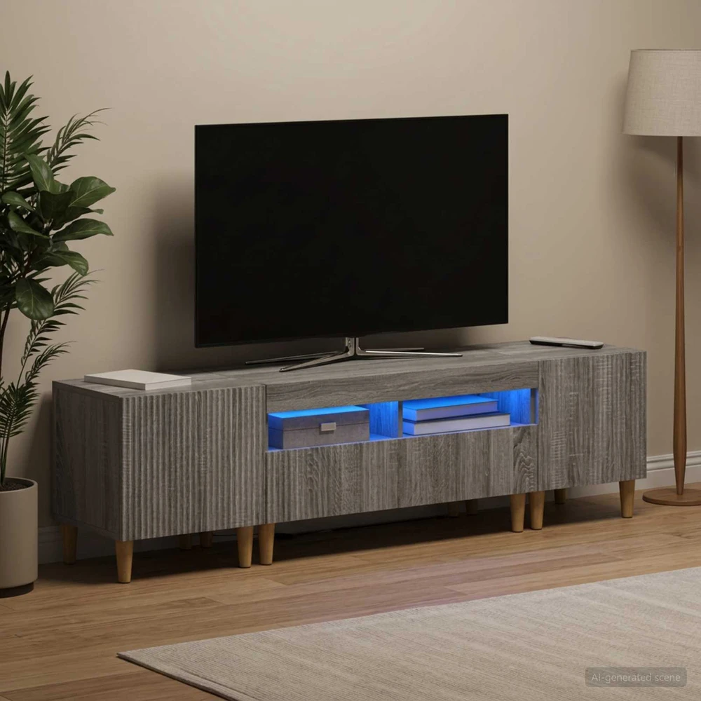 TV staliukas 3 dalių LED televizoriaus spintelė ARNHEM 3 vnt. Pilka Sonoma