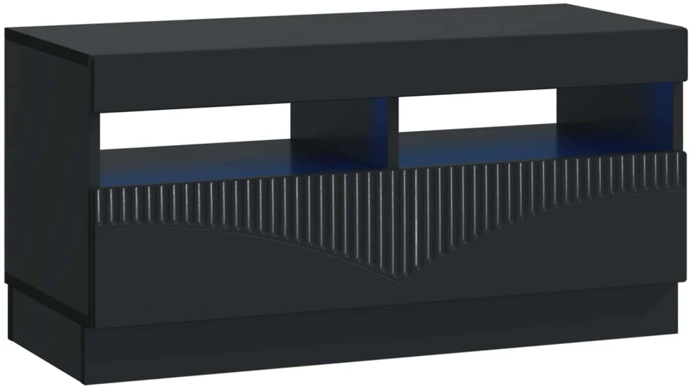 TV staliukas 5 dalių LED televizoriaus stovas Juoda Apdirbta mediena