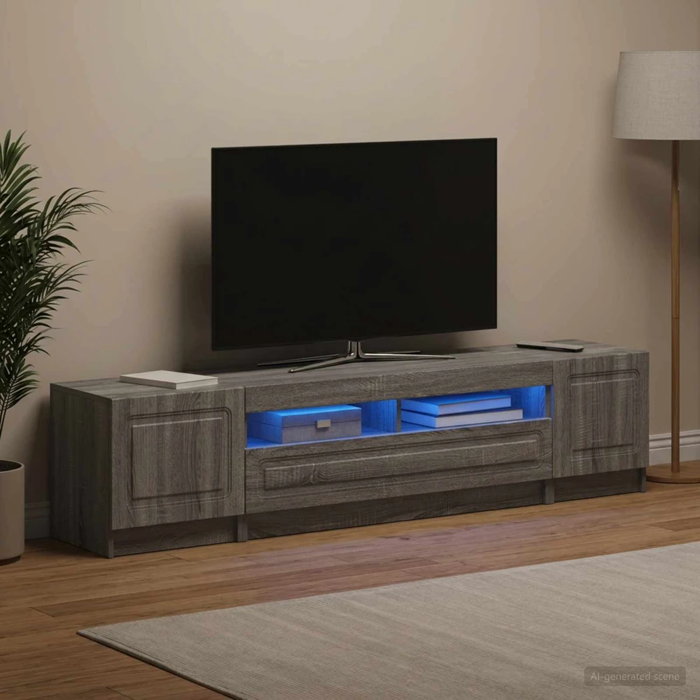 TV staliukas 5 dalių LED televizoriaus stovas UTRECHT 3 vnt. Pilka Sonoma