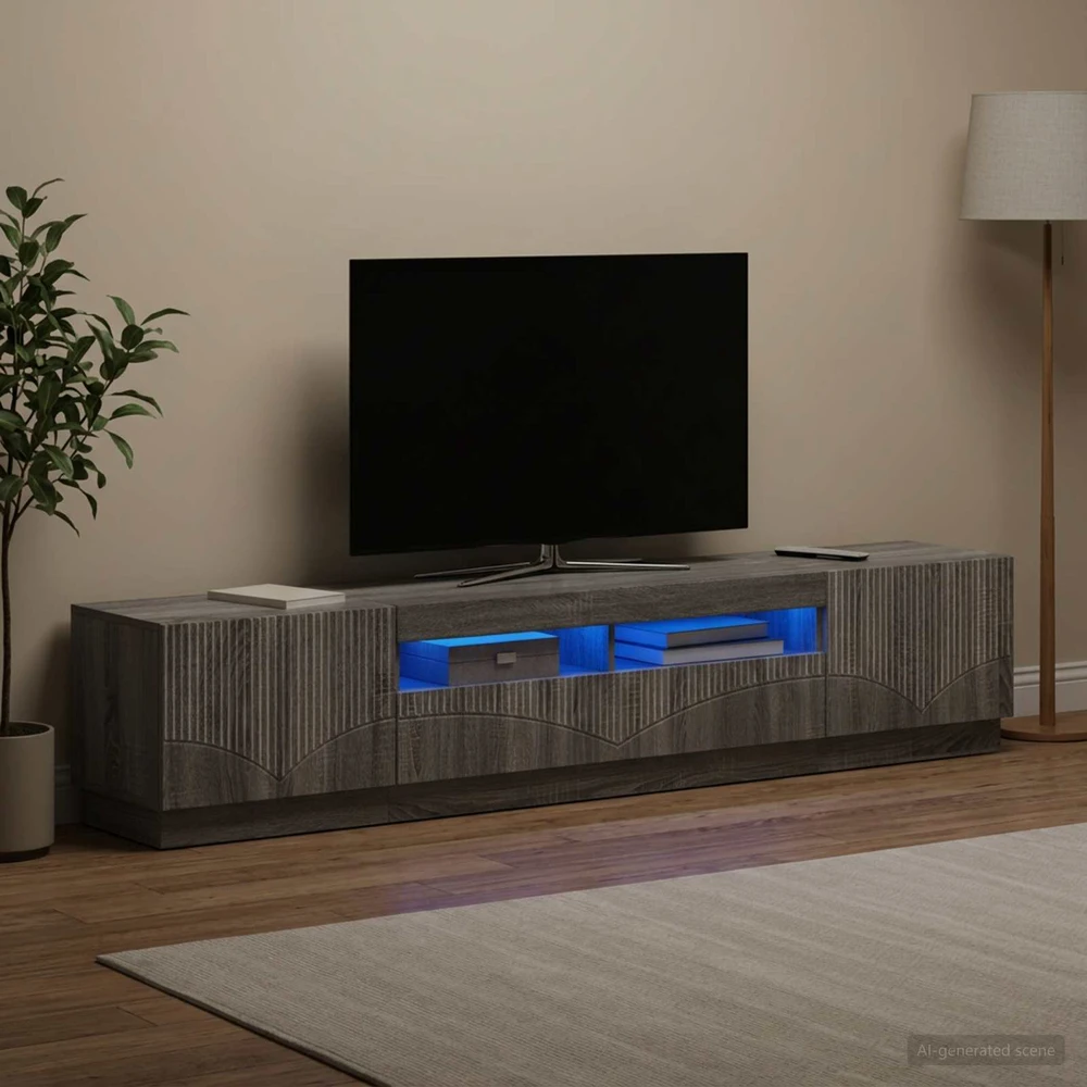 TV staliukas 3 dalių LED televizoriaus spintelė HOORN 3 vnt. Pilka Sonoma