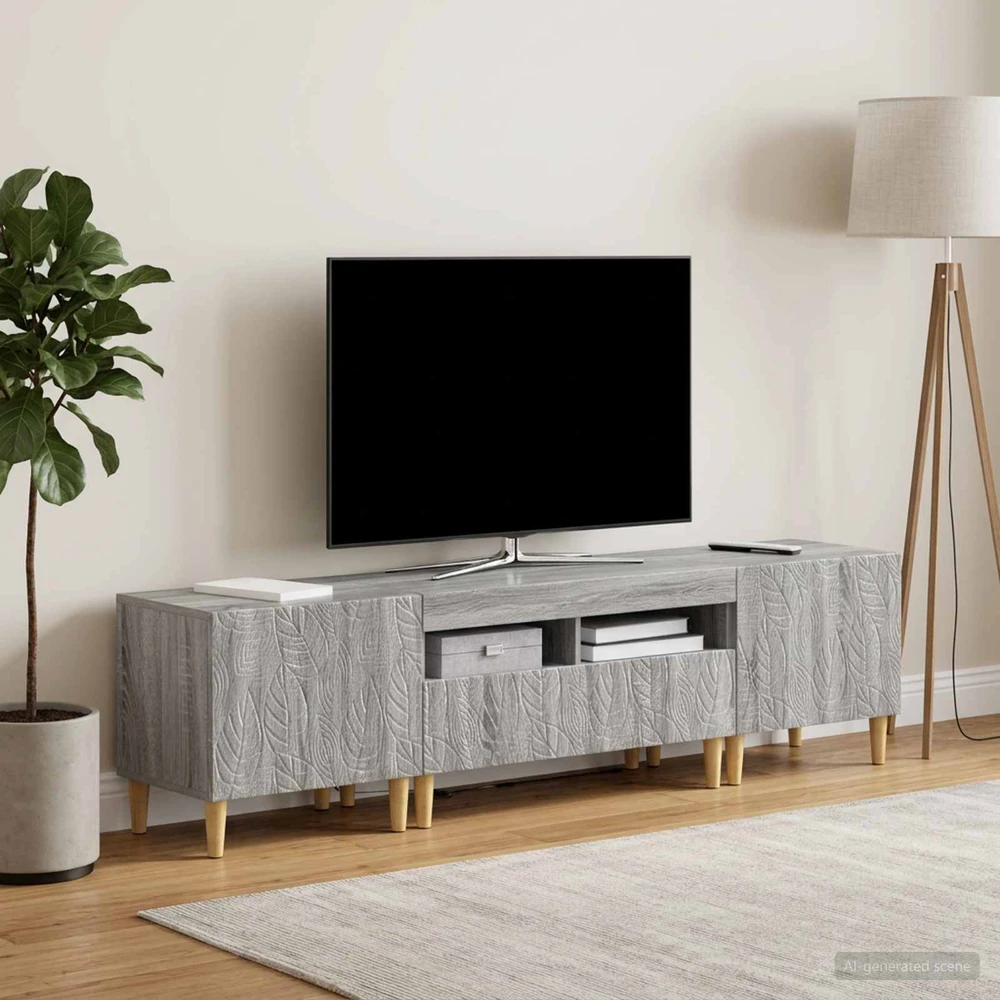 TV staliukas 3 dalių LED televizoriaus spintelė DELFT Pilka Sonoma