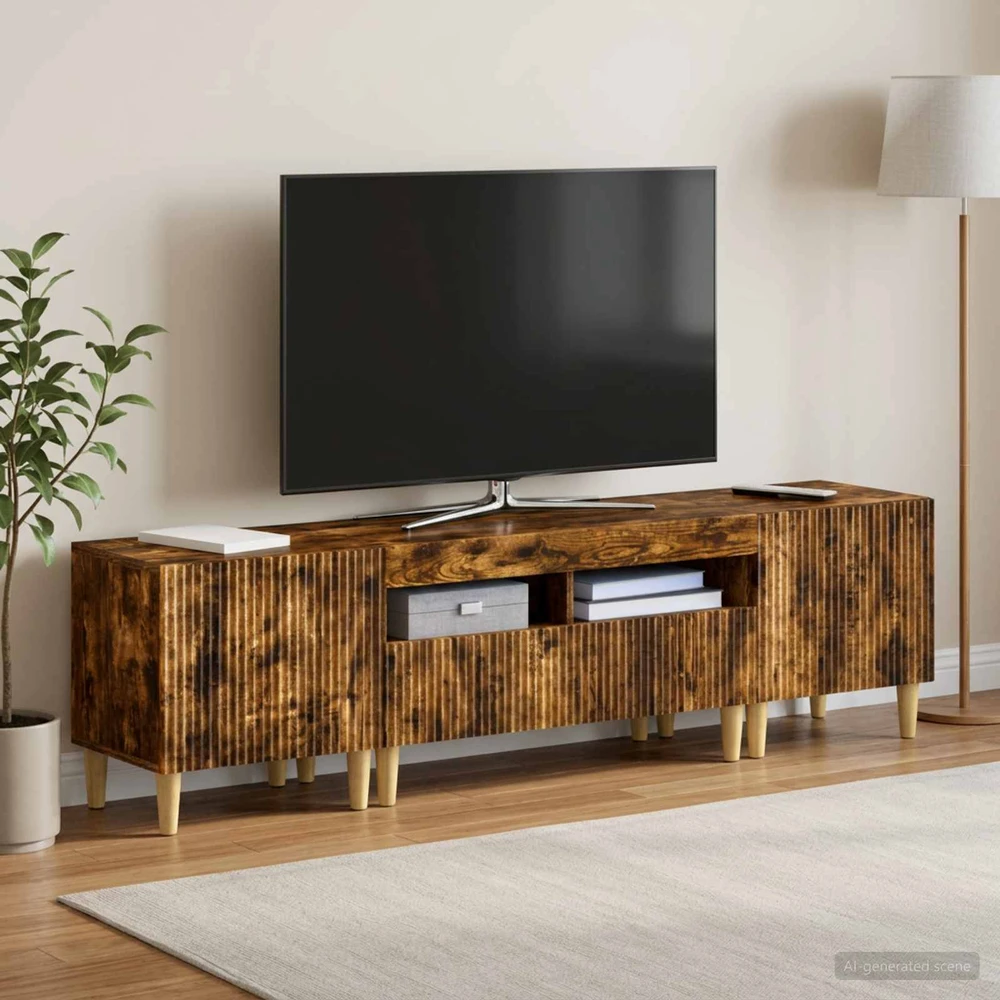 TV staliukas 3 dalių LED televizoriaus spintelė ARNHEM 3 vnt. Dūminio ąžuolo