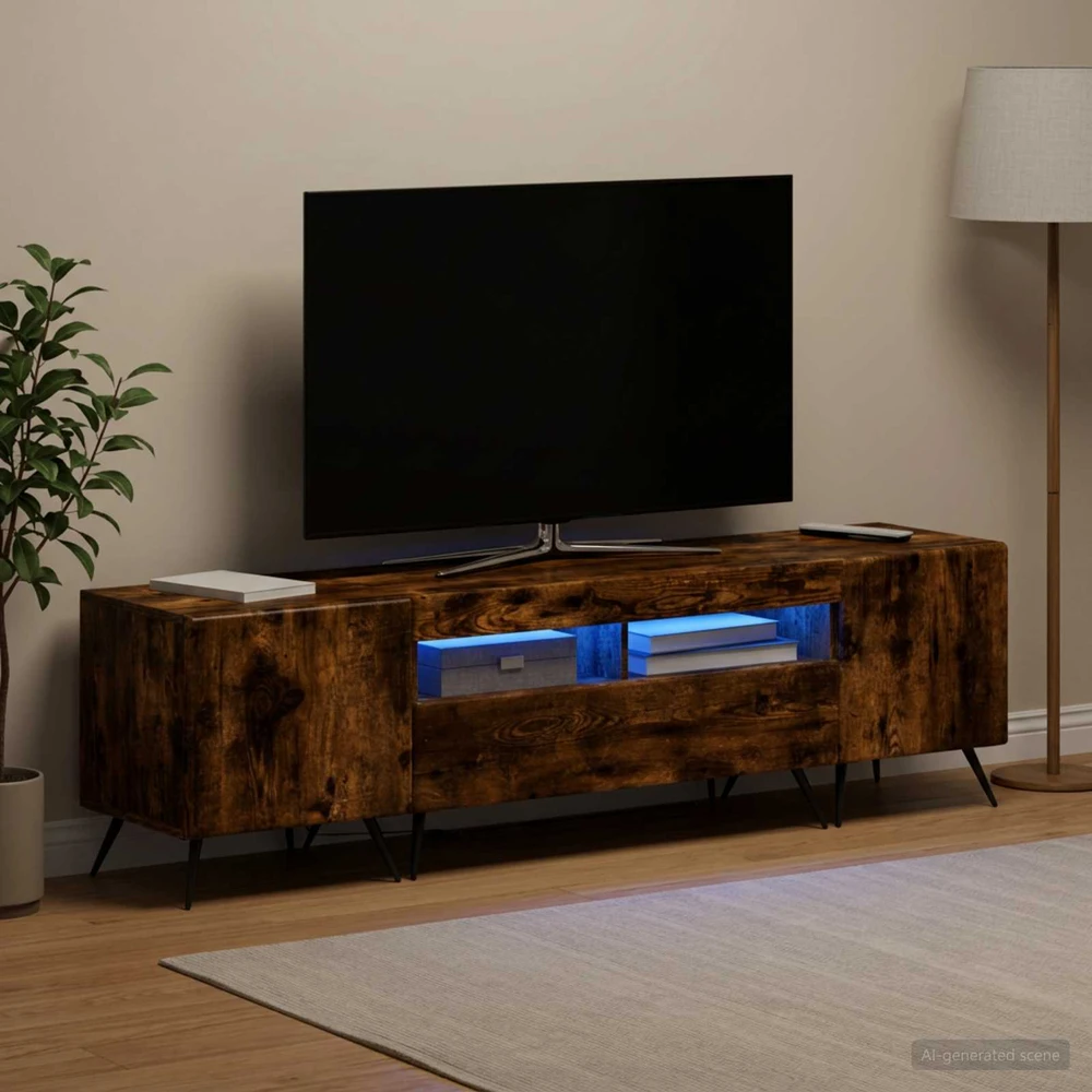 TV staliukas 3 dalių LED televizoriaus spintelė BREDA 3 vnt. Dūminio ąžuolo