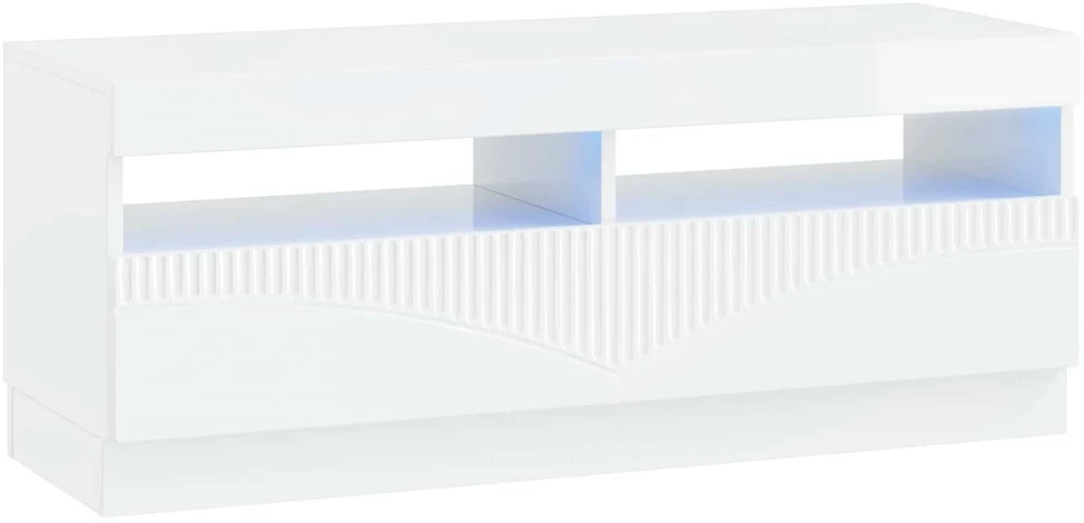 TV staliukas 5 dalių LED televizoriaus stovas Itin blizgi balta