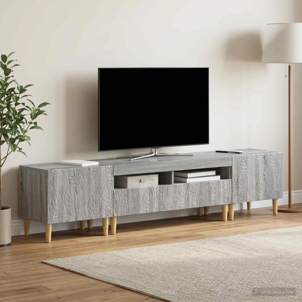 TV staliukas 3 dalių LED televizoriaus spintelė DELFT Pilka Sonoma