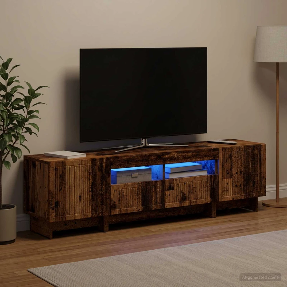 TV staliukas 3 dalių LED televizoriaus spintelė EDE Sendintos medienos