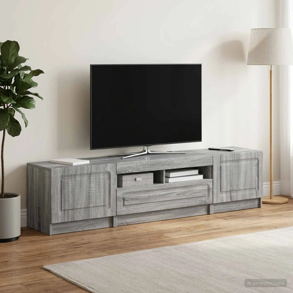TV staliukas 5 dalių LED televizoriaus stovas UTRECHT 3 vnt. Pilka Sonoma