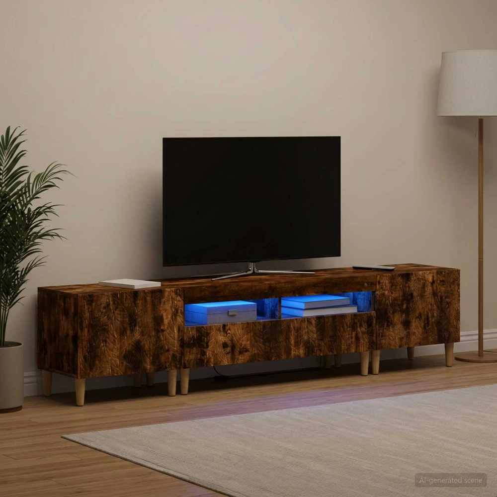 TV staliukas 3 dalių LED televizoriaus spintelė DELFT Dūminio ąžuolo