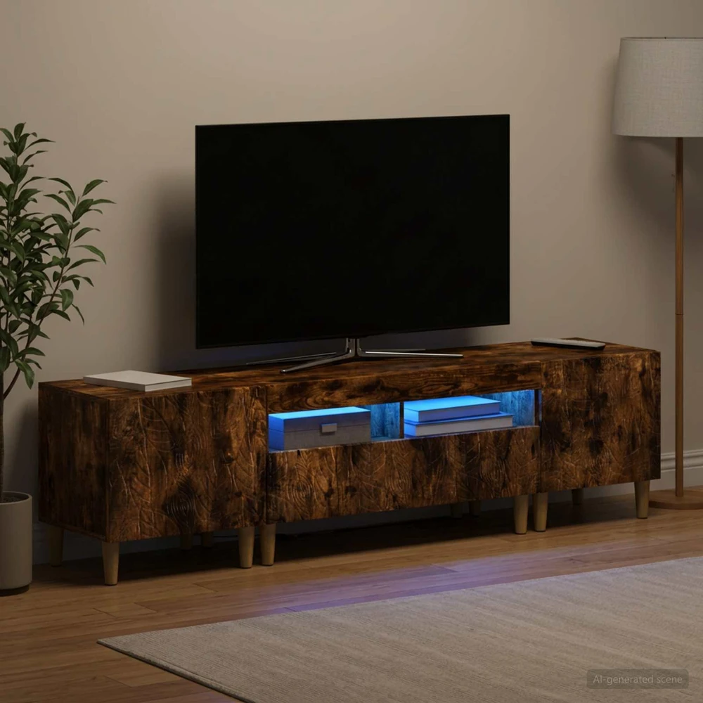 TV staliukas 3 dalių LED televizoriaus spintelė DELFT Dūminio ąžuolo