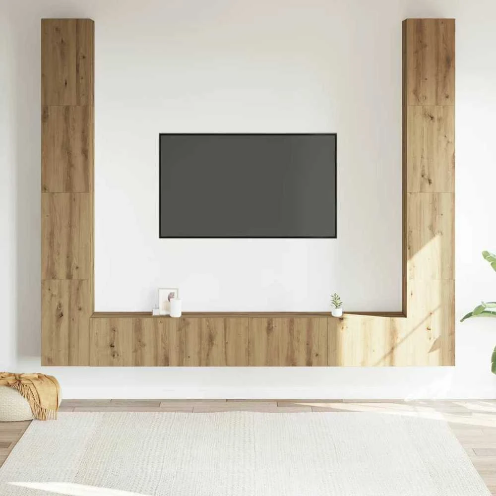 TV staliukas 6 dalių sieninis televizoriaus spintelės komplektas Artisan Oak
