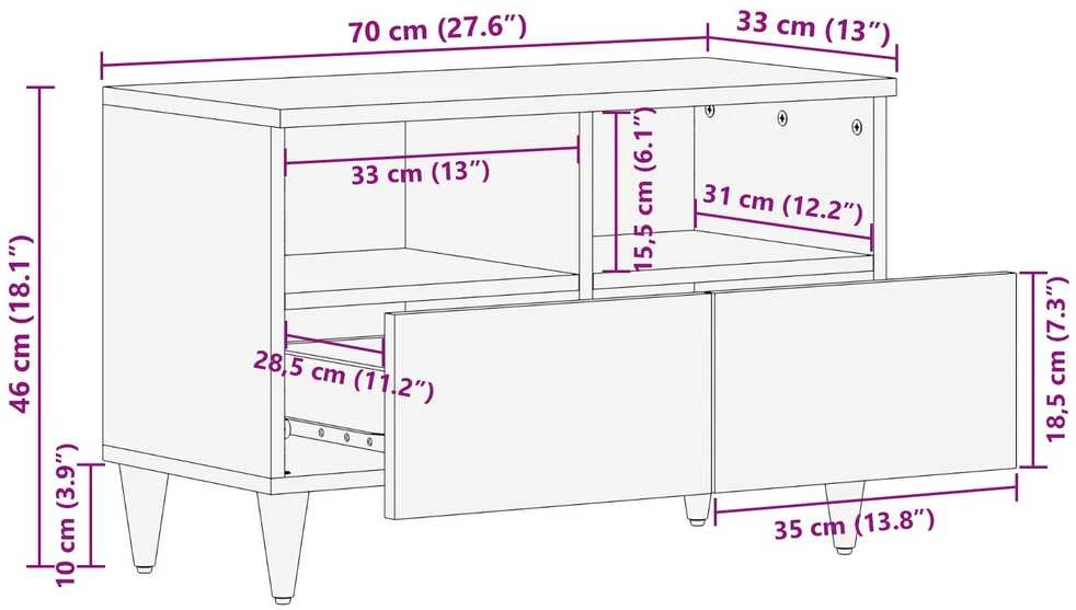Televizoriaus spintelė su stalčių Medus ruda 70 x 33 x 46 cm