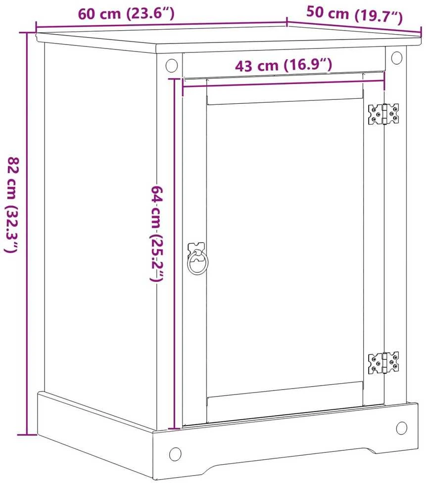 TV staliukas HiFi spintelė Balta 60 x 50 x 82 cm Kietos pušies mediena