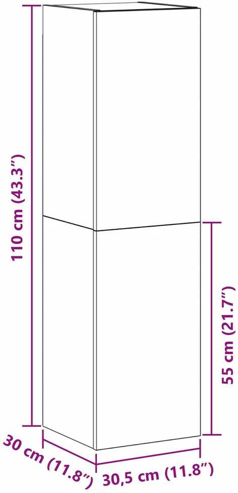 TV staliukas Sieninis televizoriaus stovas 30,5 x 30 x 110 cm Juodas ąžuolas