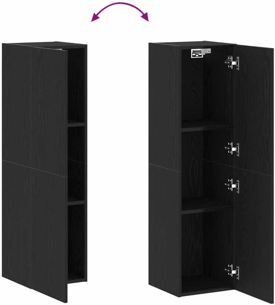 TV staliukas Sieninis televizoriaus stovas 30,5 x 30 x 110 cm Juodas ąžuolas