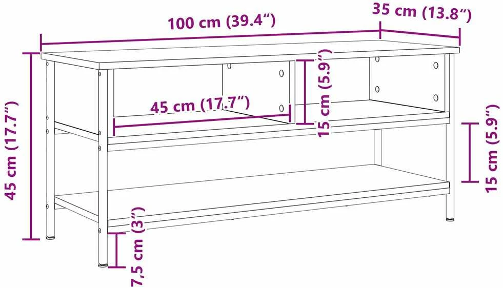 TV staliukas TV spintelių komplektas 100 x 35 x 45 cm Juodas ąžuolas