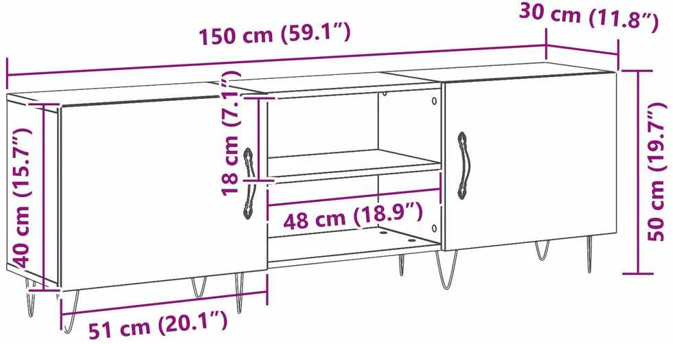TV staliukas TV spintelių komplektas 150 x 30 x 50 cm Juodas ąžuolas