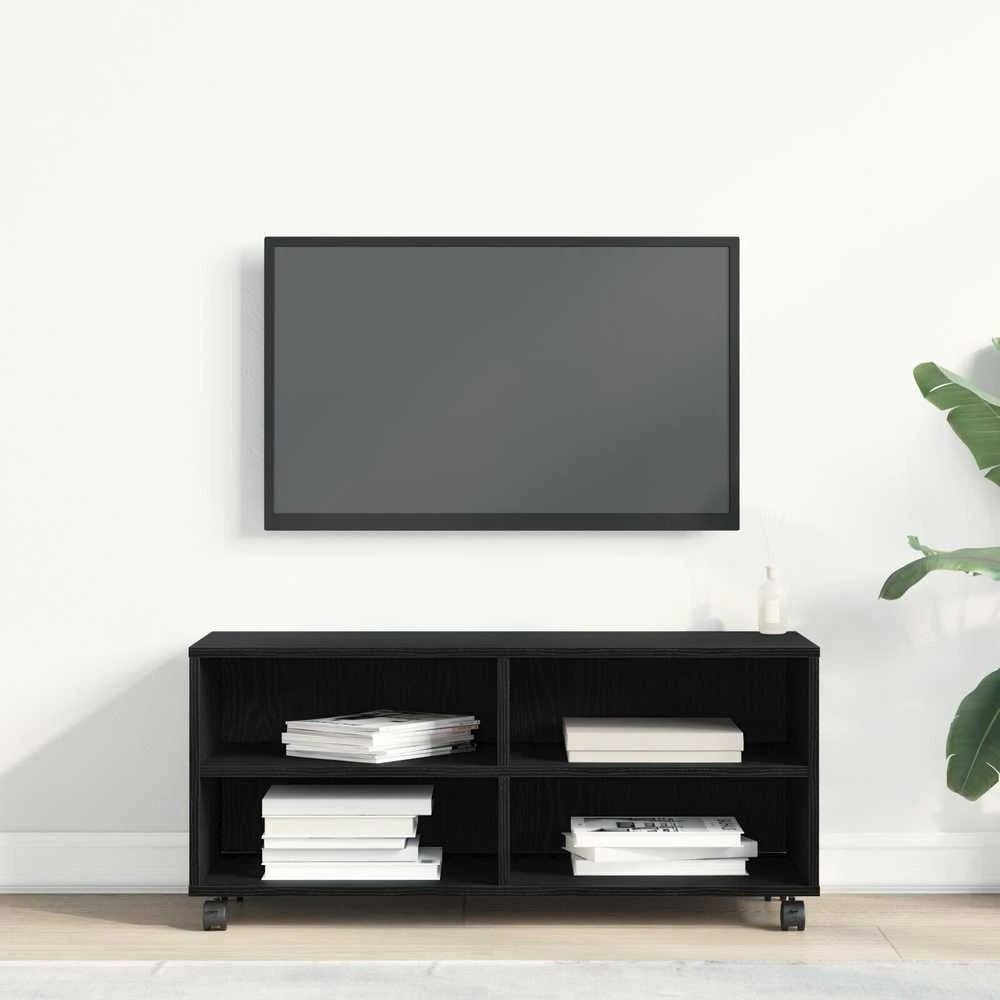 TV staliukas Televizoriaus spintelė 90 x 35 x 40.5 cm Juoda Apdirbta mediena