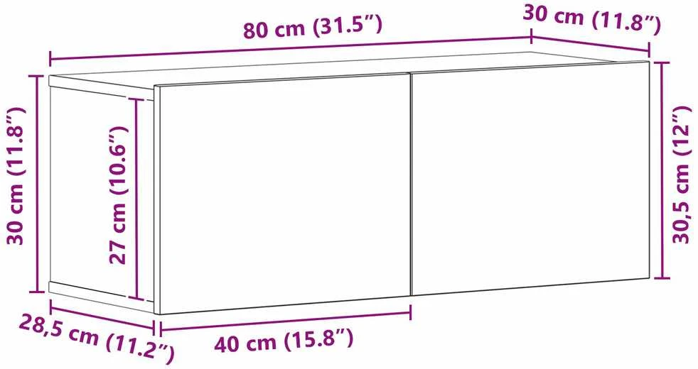 TV staliukas Televizoriaus spintelė 80 x 30 x 30 cm Juodas ąžuolas