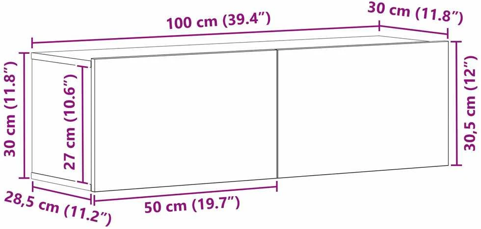 TV staliukas Televizoriaus spintelė 100 x 30 x 30 cm Juodas ąžuolas