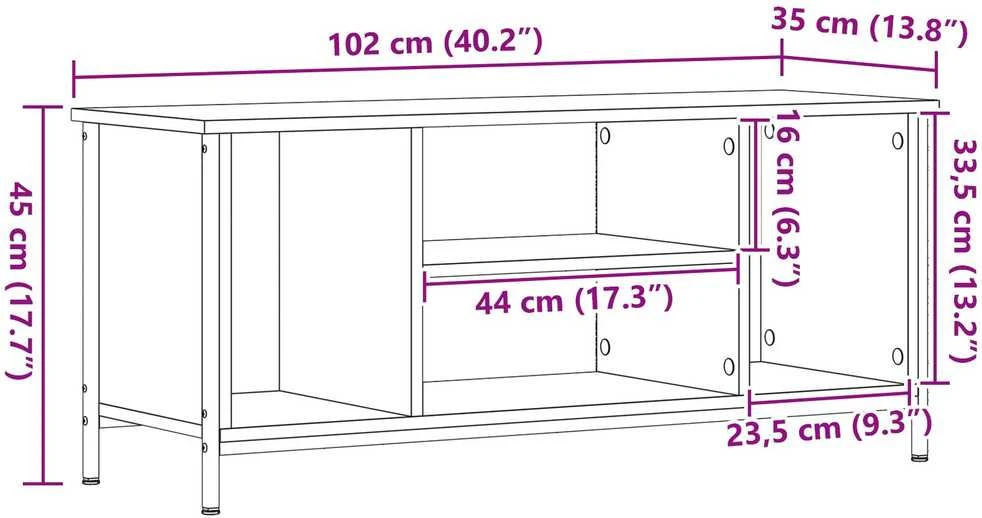 TV staliukas Televizoriaus spintelė 102 x 35 x 45 cm Juodas ąžuolas