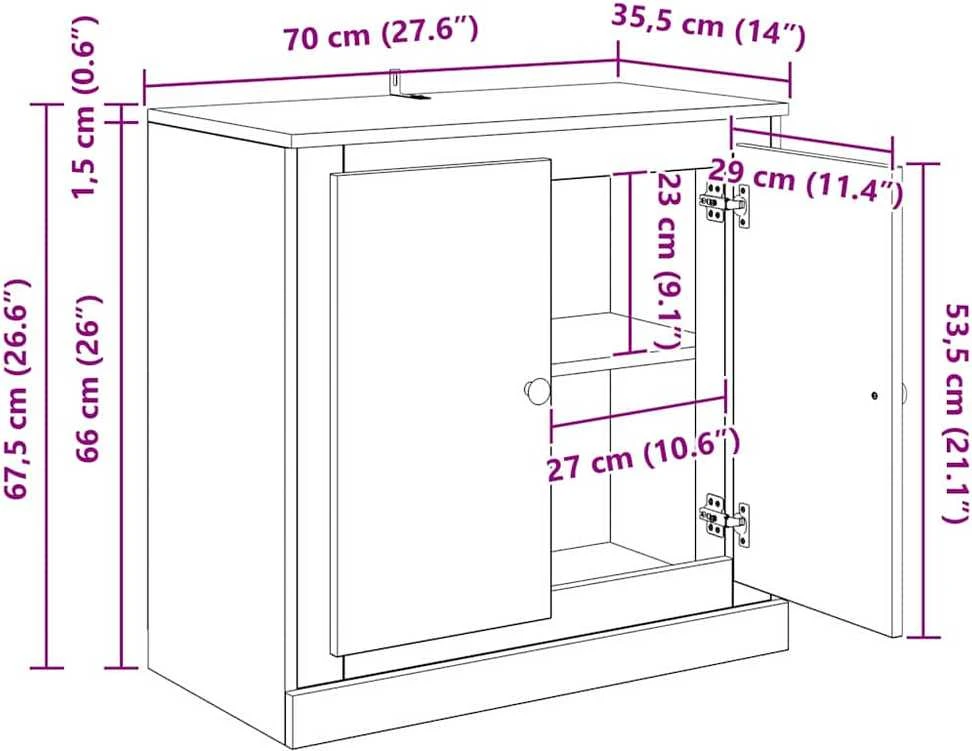 TV staliukas Kabalas 70 x 35,5 x 67,5 cm Senovinis medis Apdirbta mediena