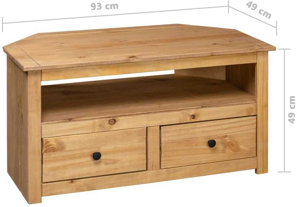 TV staliukas Kampinė TV spintelė Panama, 93x49x49cm, pušies masyvas
