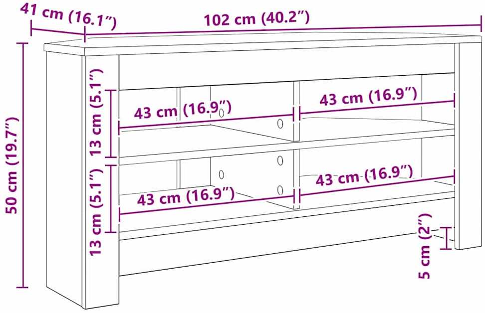 TV staliukas KampinėTVspintelė 102 x 40,5 x 45 cm Amatininkų ąžuolas