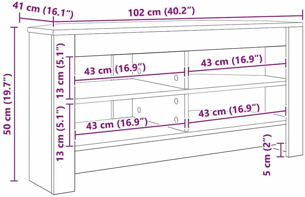 TV staliukas KampinėTVspintelė 102 x 40,5 x 45 cm Aukšto blizgesio balta