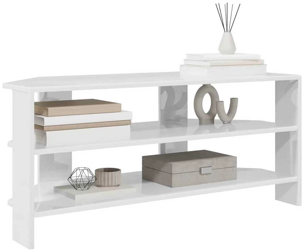 TV staliukas KampinėTVspintelė 102x40,5x45cm Aukšto blizgesio balta