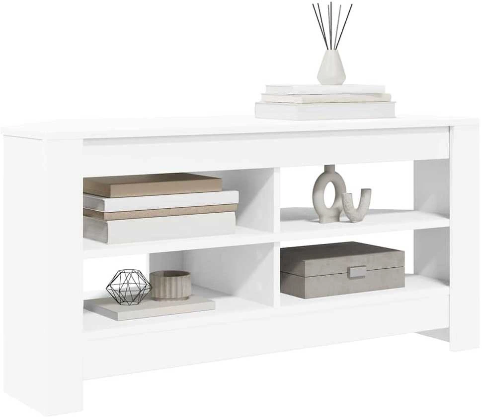 TV staliukas KampinėTVspintelė 102 x 40,5 x 45 cm Balta Apdirbta mediena