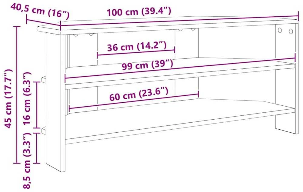 TV staliukas KampinėTVspintelė 102x40,5x45cm Balta Apdirbta mediena