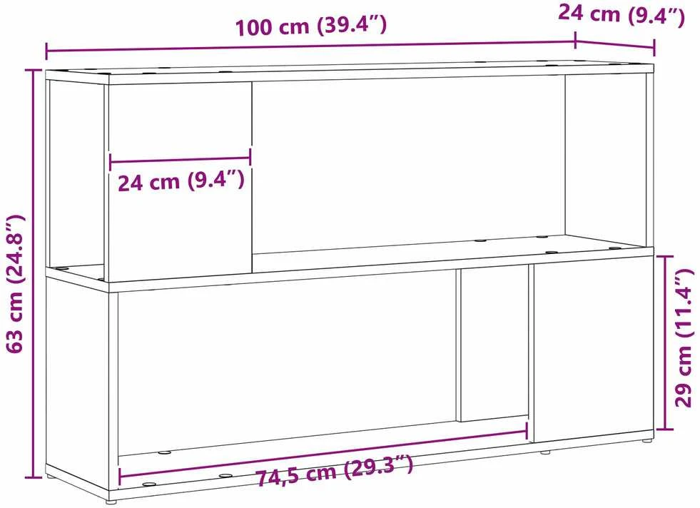 TV staliukas TV spintelių komplektas 100 x 24 x 63 cm Juoda Apdirbta mediena