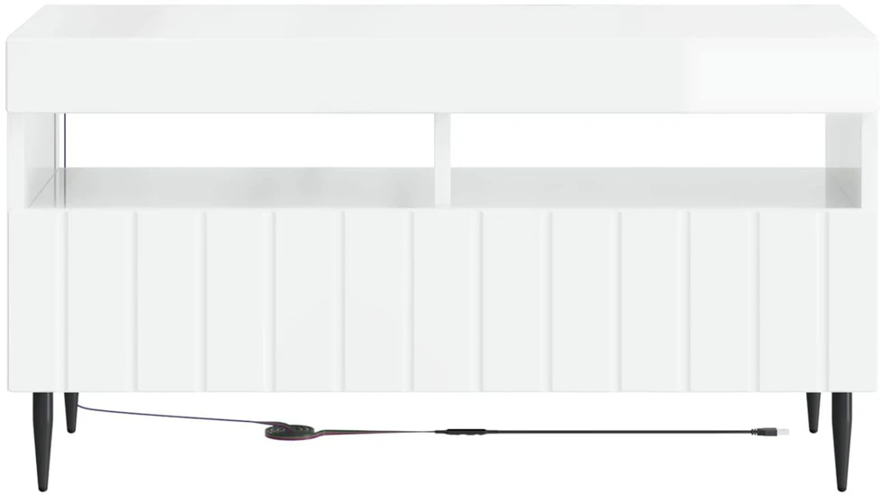 TV staliukas LED televizoriaus spintelė Itin blizgi balta Apdirbta mediena