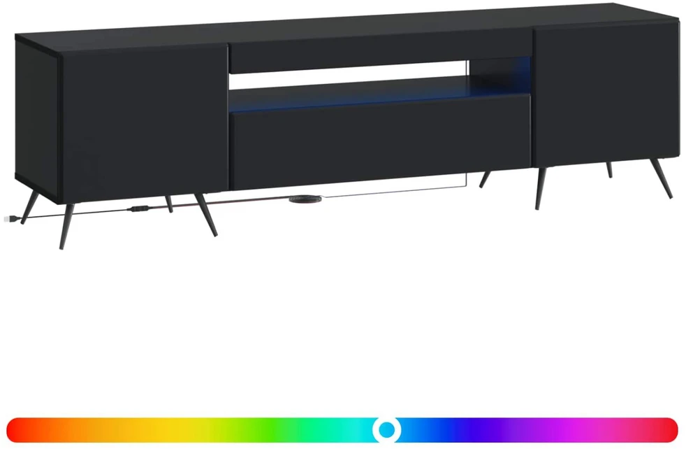 TV staliukas LED televizoriaus spintelė Juoda Apdirbta mediena