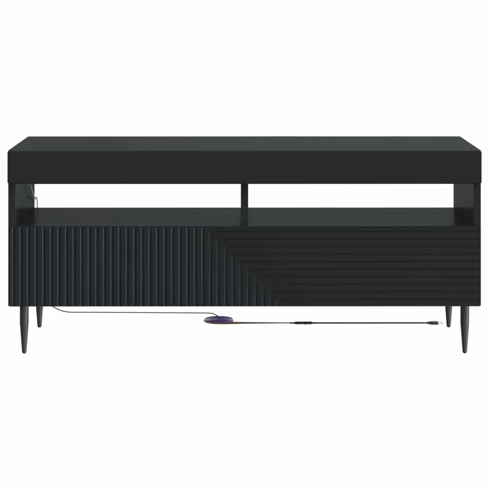 TV staliukas LED televizoriaus spintelė Juoda Apdirbta mediena