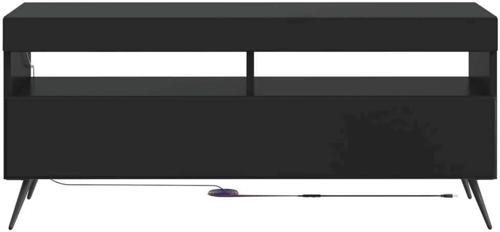 TV staliukas LED televizoriaus spintelė Juoda Apdirbta mediena