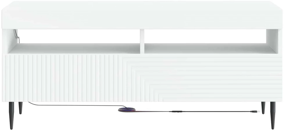 TV staliukas LED televizoriaus spintelė Balta Apdirbta mediena