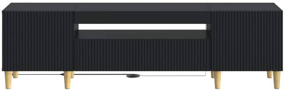 TV staliukas LED televizoriaus spintelė Juoda Apdirbta mediena