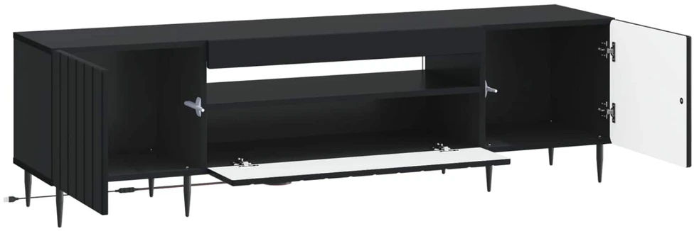 TV staliukas LED televizoriaus spintelė Juoda Apdirbta mediena